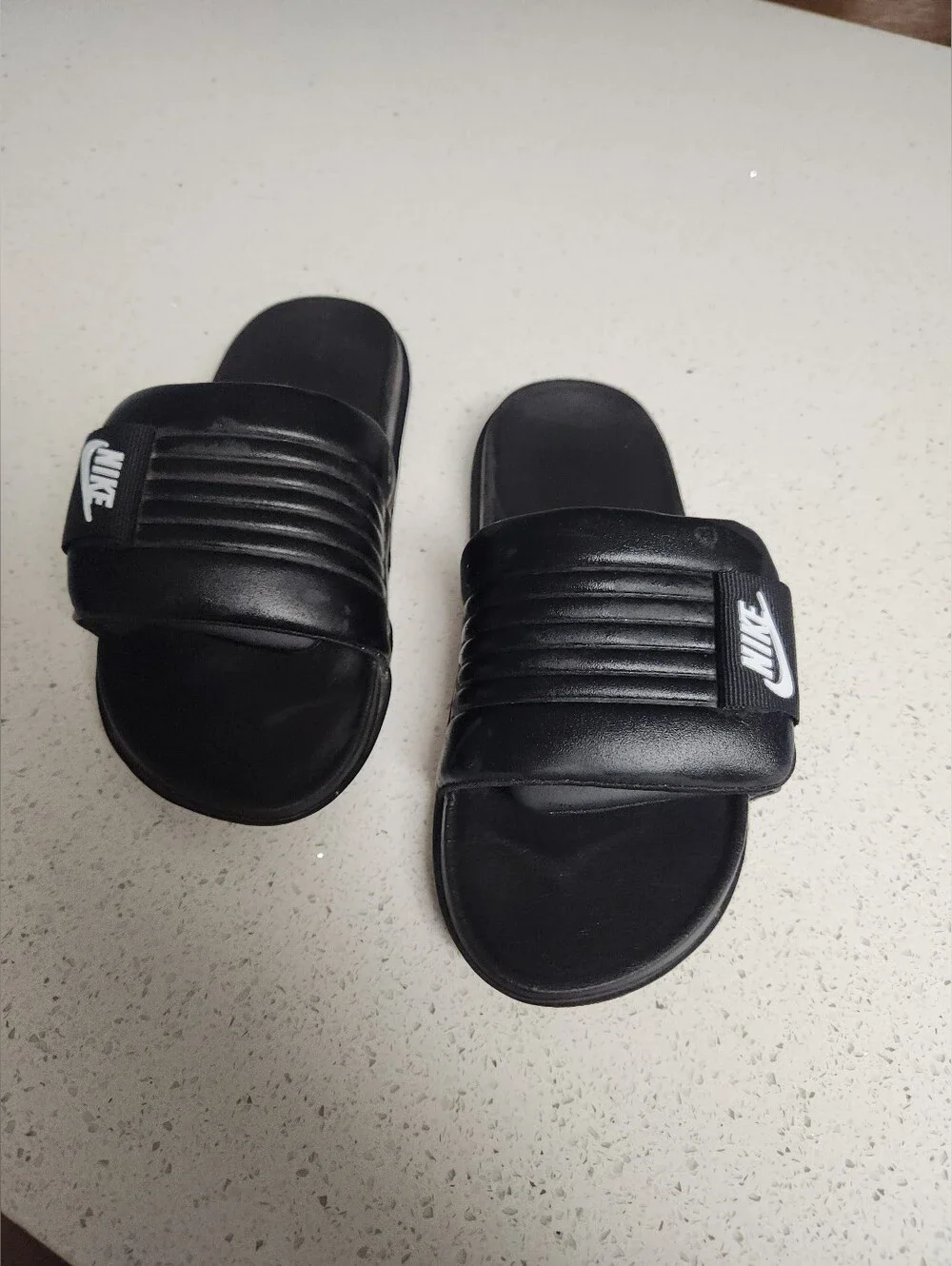 Nike Black Slide Sandals with White Logo